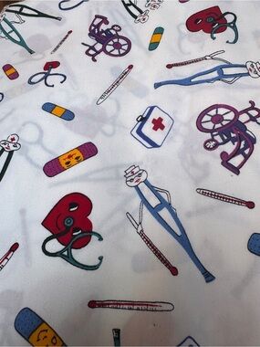 2 Yard VINTAGE! 80s/90s Spring Industries Medical Motif Cotton Fabric